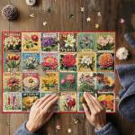 Vintage Flower Puzzles for Adults 1000 Pieces, Unique Beautiful Floral Collage Art Jigsaw Puzzles, Spring Nature Plant Themed, Retro Colorful Challenging for Adults