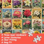 Vintage Flower Puzzles for Adults 1000 Pieces, Unique Beautiful Floral Collage Art Jigsaw Puzzles, Spring Nature Plant Themed, Retro Colorful Challenging for Adults