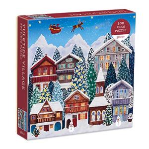 Galison Yuletide Village 500 Piece Puzzle from Galison - Featuring Colorful and Charming Illustrations of a Festive Winter Village, 20" x 20", Makes a Wonderful