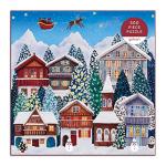 Galison Yuletide Village 500 Piece Puzzle from Galison - Featuring Colorful and Charming Illustrations of a Festive Winter Village, 20" x 20", Makes a Wonderful