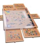 PlayVibe Puzzle Locker 1500 Piece Puzzle Board with Drawers and Cover - Sturdy Jigsaw Table Solve Station with 6 Drawers 27" x 35" - Portable Wooden Jigsaw Tray Accessories