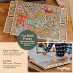PlayVibe Puzzle Locker 1500 Piece Puzzle Board with Drawers and Cover - Sturdy Jigsaw Table Solve Station with 6 Drawers 27" x 35" - Portable Wooden Jigsaw Tray Accessories