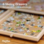 PlayVibe Puzzle Locker 1500 Piece Puzzle Board with Drawers and Cover - Sturdy Jigsaw Table Solve Station with 6 Drawers 27" x 35" - Portable Wooden Jigsaw Tray Accessories