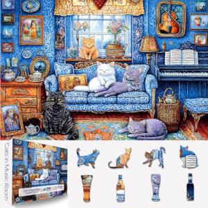 Blueforest 500 Piece Puzzles for Adults Clearance, Difficult Jigsaw Puzzles for Adult Challenging, Funny Cute Cats Unique Jigsaw Puzzles for Gifts Party Games Family Fun