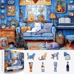 Blueforest 500 Piece Puzzles for Adults Clearance, Difficult Jigsaw Puzzles for Adult Challenging, Funny Cute Cats Unique Jigsaw Puzzles for Gifts Party Games Family Fun