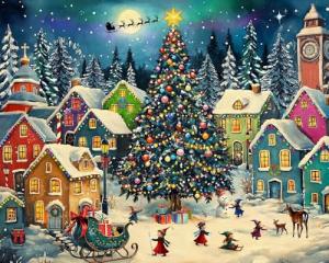 Springbok Festive Christmas Village 500 Piece Jigsaw Puzzle for Adults and Family - Holiday Gnomes - Unique Cut Pieces - Made in USA