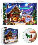 MINIWAN Christmas 500 Piece Jigsaw Puzzle for Adults - 23x15 Inch Santa Claus Reindeer Aurora Borealis Cabin with Unique Shaped Pieces, Home Decor