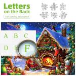 MINIWAN Christmas 500 Piece Jigsaw Puzzle for Adults - 23x15 Inch Santa Claus Reindeer Aurora Borealis Cabin with Unique Shaped Pieces, Home Decor