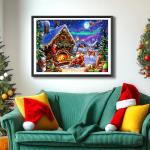 MINIWAN Christmas 500 Piece Jigsaw Puzzle for Adults - 23x15 Inch Santa Claus Reindeer Aurora Borealis Cabin with Unique Shaped Pieces, Home Decor