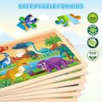 LACCHOUFEE 6 Pack Wooden Vehicle Puzzles for Kids Age 3 4 5 Year Old, 60 Pcs Montessori Toddler Animals Jigsaw Puzzles for Girl boy Activities Preschool Learning Birthday Gift Travel Autistic Toy