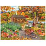 RoseArt - Bigelow Illustrations - Harvest at The Cabin 500 Piece Jigsaw Puzzle - Autumn Scene Puzzle for Adults