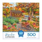 RoseArt - Bigelow Illustrations - Harvest at The Cabin 500 Piece Jigsaw Puzzle - Autumn Scene Puzzle for Adults