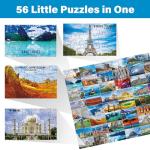 BenBen Puzzles for Adults 1000 Pieces, 56 Famous World Scenic Landmarks, Travel Poster Landscape Challenging Puzzle, Jigsaw Puzzles with Letters on Back