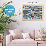 BenBen Puzzles for Adults 1000 Pieces, 56 Famous World Scenic Landmarks, Travel Poster Landscape Challenging Puzzle, Jigsaw Puzzles with Letters on Back