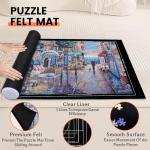 Jigsaw Puzzle Mat Roll Up - 3000 2000 1500 1000 Pieces Puzzel Matte, Black Felt Roll-Up Puzzles Felt Save Mats Trays for Sorting Board Clear Sheets and Frame Keeper for Adults