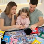 Jigsaw Puzzle Mat Roll Up - 3000 2000 1500 1000 Pieces Puzzel Matte, Black Felt Roll-Up Puzzles Felt Save Mats Trays for Sorting Board Clear Sheets and Frame Keeper for Adults