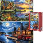 Pixlora Puzzles for Adults 1000 Pieces, 2 Pack Lake and Night View Jigsaw Puzzles, Nature Theme, Challenging Puzzles for Game Night, Perfect for Nature Lovers