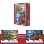 Pixlora Puzzles for Adults 1000 Pieces, 2 Pack Lake and Night View Jigsaw Puzzles, Nature Theme, Challenging Puzzles for Game Night, Perfect for Nature Lovers