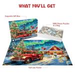 Christmas Puzzles 1000 Pieces, Aurora Christmas Eve Puzzle, Northern Lights Puzzles for Adults 1000 Piece for Adults Teens Kids, Xmas Scene Challenging Puzzle Game Perfect Vacation Gift