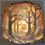 Forest Sunset 500-Piece Jigsaw Puzzle for Adults Layered Paper Art with Letters on Back Large Piece Relaxing Puzzle for Seniors Challenging 20"x20" Nature Scene Fun Gift for Puzzle Lovers