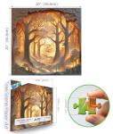 Forest Sunset 500-Piece Jigsaw Puzzle for Adults Layered Paper Art with Letters on Back Large Piece Relaxing Puzzle for Seniors Challenging 20"x20" Nature Scene Fun Gift for Puzzle Lovers