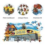 JOYZEXY Puzzles for Adults 500 Pieces, Pet School Bus 500 Piece Puzzle Family Game Funny Dog Jigsaw Puzzles