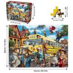 JOYZEXY Puzzles for Adults 500 Pieces, Pet School Bus 500 Piece Puzzle Family Game Funny Dog Jigsaw Puzzles