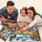 JOYZEXY Puzzles for Adults 500 Pieces, Pet School Bus 500 Piece Puzzle Family Game Funny Dog Jigsaw Puzzles