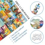 Vintage World Travel Puzzles for Adults 1000 Piece, Colosseum Eiffel Tower Landscape Poster Puzzle Landmarks, Scenic Jigsaw Puzzles for Adults Paris Italy Scenery