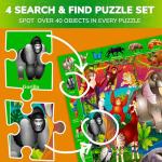 QUOKKA Puzzles for Kids Ages 4-6 - 4 x 60 Puzzles for Toddlers 5-8 - Educational Search & Find Toy for 8-10 yo for Learning Forest Polar, USA National Park Animals & City Life