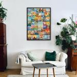 Vintage World Travel Puzzles for Adults 1000 Piece, Colosseum Eiffel Tower Landscape Poster Puzzle Landmarks, Scenic Jigsaw Puzzles for Adults Paris Italy Scenery