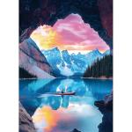 MINIWAN 1000 Piece Jigsaw Puzzle for Adults - Mountain Lake Landscape Puzzle - Scenic Kayak View with Sunset Challenging Puzzles for Gifts Party Games Family Fun, Puzzle Size 27.55 * 19.68 in