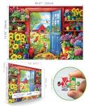 MINIWAN 500 Piece Jigsaw Puzzle for Adults - Country Garden with Cats & Sunflowers, 23x15 Inch Unique Art Puzzle with Shaped Pieces