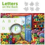 MINIWAN 500 Piece Jigsaw Puzzle for Adults - Country Garden with Cats & Sunflowers, 23x15 Inch Unique Art Puzzle with Shaped Pieces