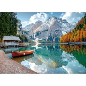 Braies Lake Jigsaw Puzzles 1000 Pieces Nature Landscape Puzzles for Adults 1000 Pieces with Letters on Back Hard Impossible Difficult Challenging Family Puzzle Mountain Lake Scenery Puzzles