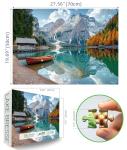 Braies Lake Jigsaw Puzzles 1000 Pieces Nature Landscape Puzzles for Adults 1000 Pieces with Letters on Back Hard Impossible Difficult Challenging Family Puzzle Mountain Lake Scenery Puzzles