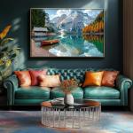 Braies Lake Jigsaw Puzzles 1000 Pieces Nature Landscape Puzzles for Adults 1000 Pieces with Letters on Back Hard Impossible Difficult Challenging Family Puzzle Mountain Lake Scenery Puzzles