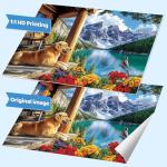 2000 Piece Puzzle for Adults, Serene Mountain Cabin with Golden Retriever, Wildflowers & Lakeside Landscape, Vibrant Jigsaw Puzzle, for Nature and Dog Lovers, 39" x 28"