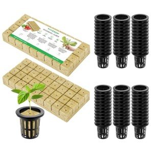 VIVOSUN 72 Rockwool Cubes and Net Pots Set