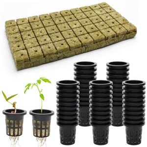 100 Pcs Rockwool Cube and Net Pot Set