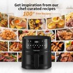 HAIMEEC Air Fryer 8-in-1 with 4.2 Qt Capacity and Easy View Windows, Max 400F, 95% Less Oil, 100+ Recipes, Shake Reminder, Nonstick Basket for Roast, Bake, Dehydrate, Reheat, Broil-CE01