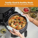HAIMEEC Air Fryer 8-in-1 with 4.2 Qt Capacity and Easy View Windows, Max 400F, 95% Less Oil, 100+ Recipes, Shake Reminder, Nonstick Basket for Roast, Bake, Dehydrate, Reheat, Broil-CE01