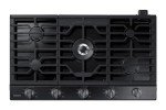 SAMSUNG 36" Built In Smart Gas Cooktop with Illuminated Knobs, 5 Burners, Black Stainless Steel, NA36N6555TG/AA