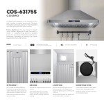 COSMO COS-63175S 30 in. Vista Collection 380 CFM Ducted Wall Mount Range Hood, Touch Controls, LED Lights, Stainless Steel