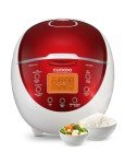 CUCKOO Micom Rice Cooker 6 Cup Uncooked / 12 Cup Cooked, Fuzzy Logic Electric Rice Cooker Small, Sticky Rice Maker with 12 Menu Modes, Nonstick Small Rice Cooker & Steamer, White / Red (CR-0655F)