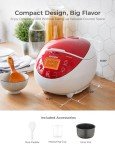 CUCKOO Micom Rice Cooker 6 Cup Uncooked / 12 Cup Cooked, Fuzzy Logic Electric Rice Cooker Small, Sticky Rice Maker with 12 Menu Modes, Nonstick Small Rice Cooker & Steamer, White / Red (CR-0655F)