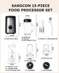 SANGCON 5 in 1 Blender and Food Processor Combo for Kitchen, Small Electric Food Chopper for Meat and Vegetable, 350W High Speed Blenders with 2 Speeds and Pulse for Smoothies and Shakes