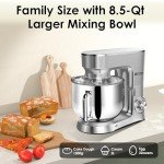Kitchen in the Box Stand Mixer, 900W 8.5 QT Kitchen Electric Mixer, 10-Speed Large Capacity Tilt-head Food Mixer with Dough Hook, Wire Whip, Flat Beater & Splash Guard (Silver)