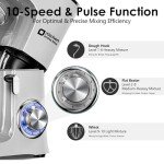 Kitchen in the Box Stand Mixer, 900W 8.5 QT Kitchen Electric Mixer, 10-Speed Large Capacity Tilt-head Food Mixer with Dough Hook, Wire Whip, Flat Beater & Splash Guard (Silver)