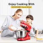 VIVOHOME Stand Mixer, 660W 10 Speed 6 Quart Tilt-Head Kitchen Electric Food Mixer with Beater, Dough Hook, Wire Whip and Egg Separator, Red